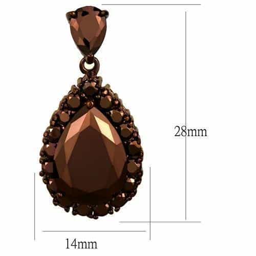 Brass Coffee CZ Double Teardrop Earrings | The Stainless Jewelry view 2