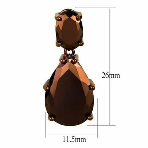 Brass Coffee CZ Cushion Emerald Double Drop Earrings view 2