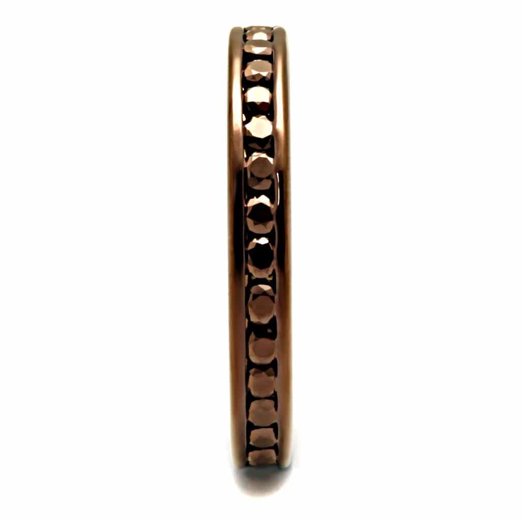 Brass Coffee CZ Bezel Channel Eternity Ring view 9