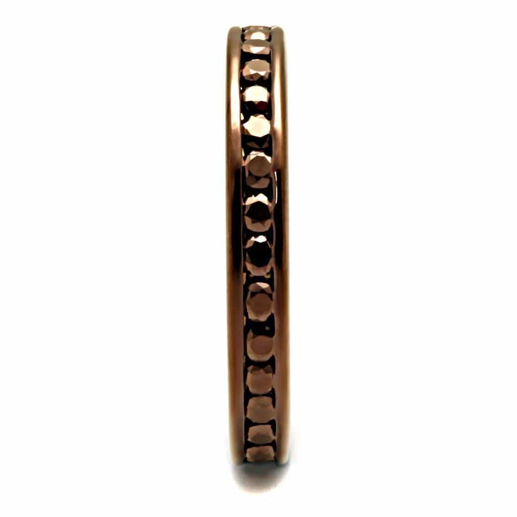 Brass Coffee CZ Bezel Channel Eternity Ring view 4