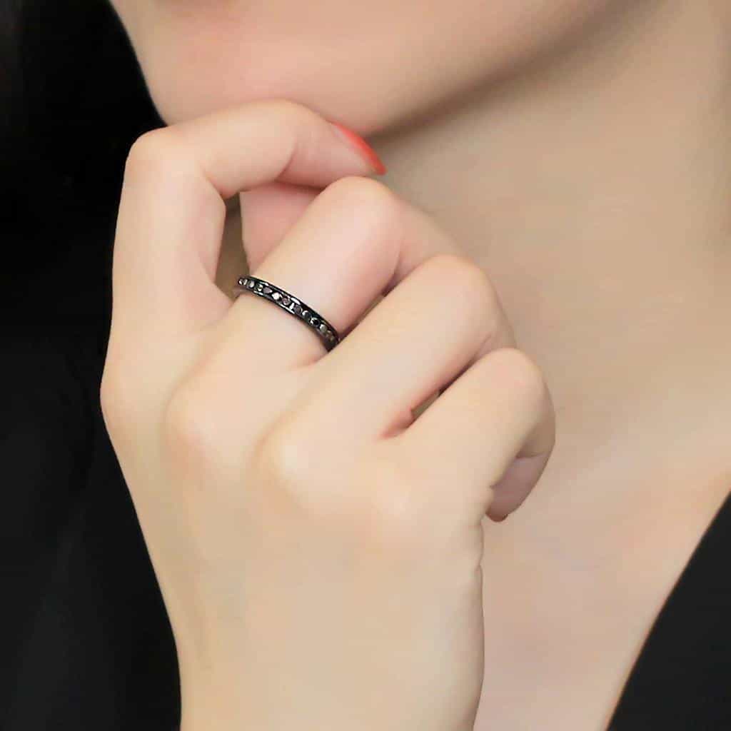 Brass Black CZ Channel Eternity Ring | The Stainless Jewelry view 5