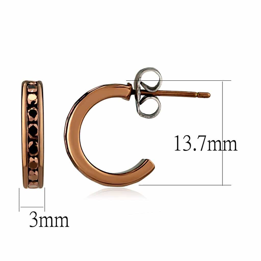 Brass Rose Gold Coffee CZ Channel Hoop Ring view 3