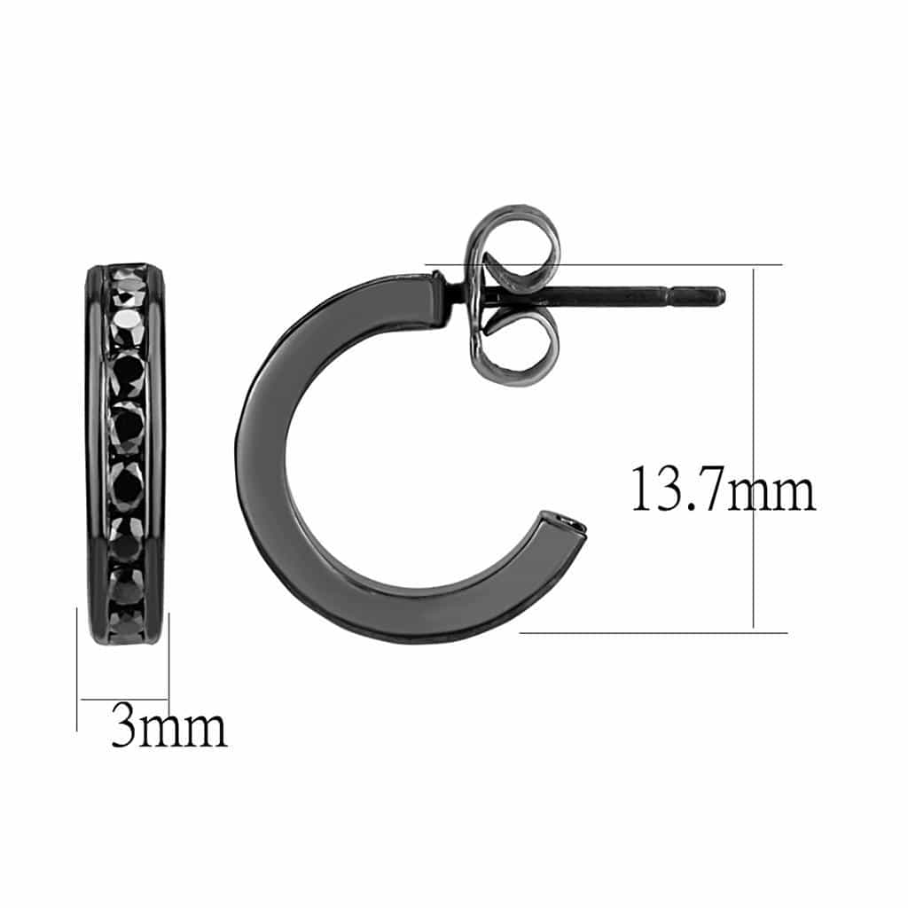 Brass Black CZ Channel Hoop Ring | The Stainless Jewelry view 3