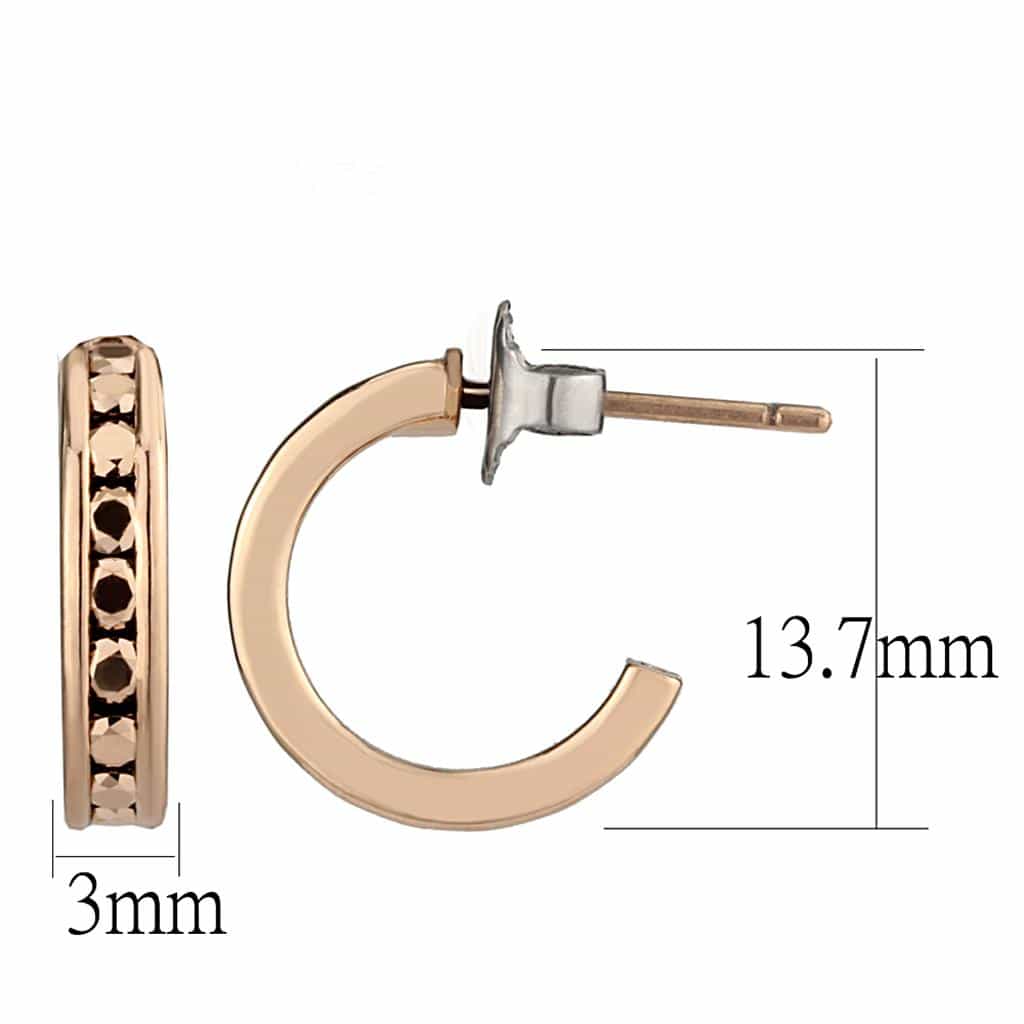 Brass Rose Gold Silver CZ Channel Hoop Ring view 3