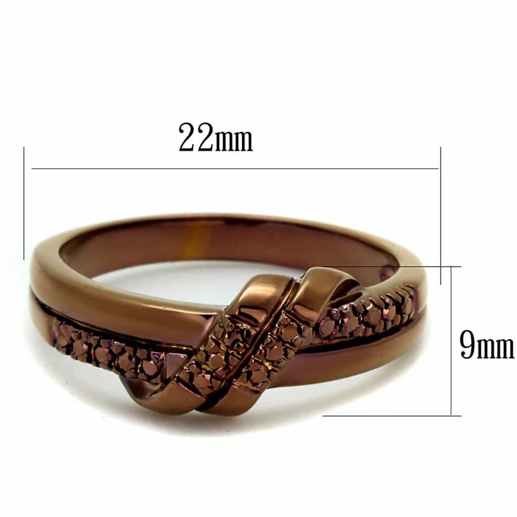 Brass Coffee CZ Crossover Knot Ring | The Stainless Jewelry view 2