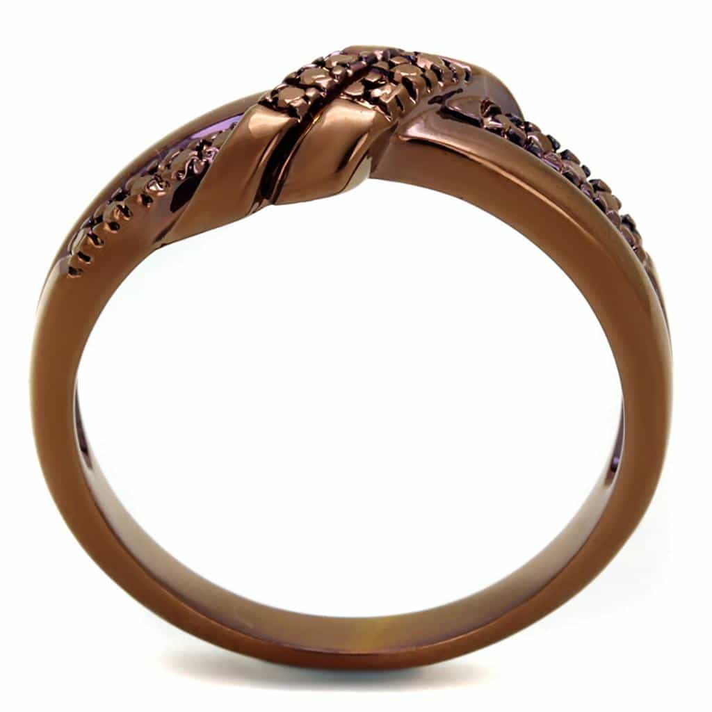 Brass Coffee CZ Crossover Knot Ring | The Stainless Jewelry view 7