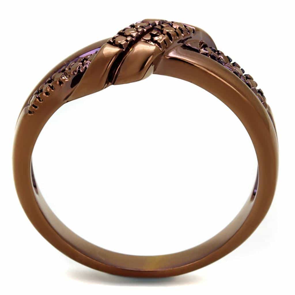 Brass Coffee CZ Crossover Knot Ring | The Stainless Jewelry view 3