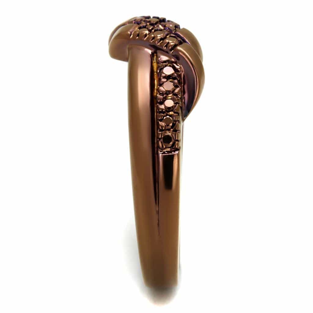 Brass Coffee CZ Crossover Knot Ring | The Stainless Jewelry view 4