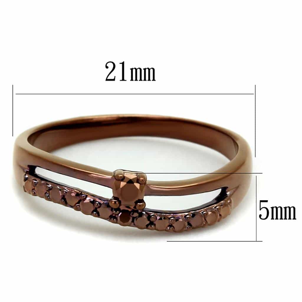 Brass Coffee CZ Channel Bypass Ring | The Stainless Jewelry view 2