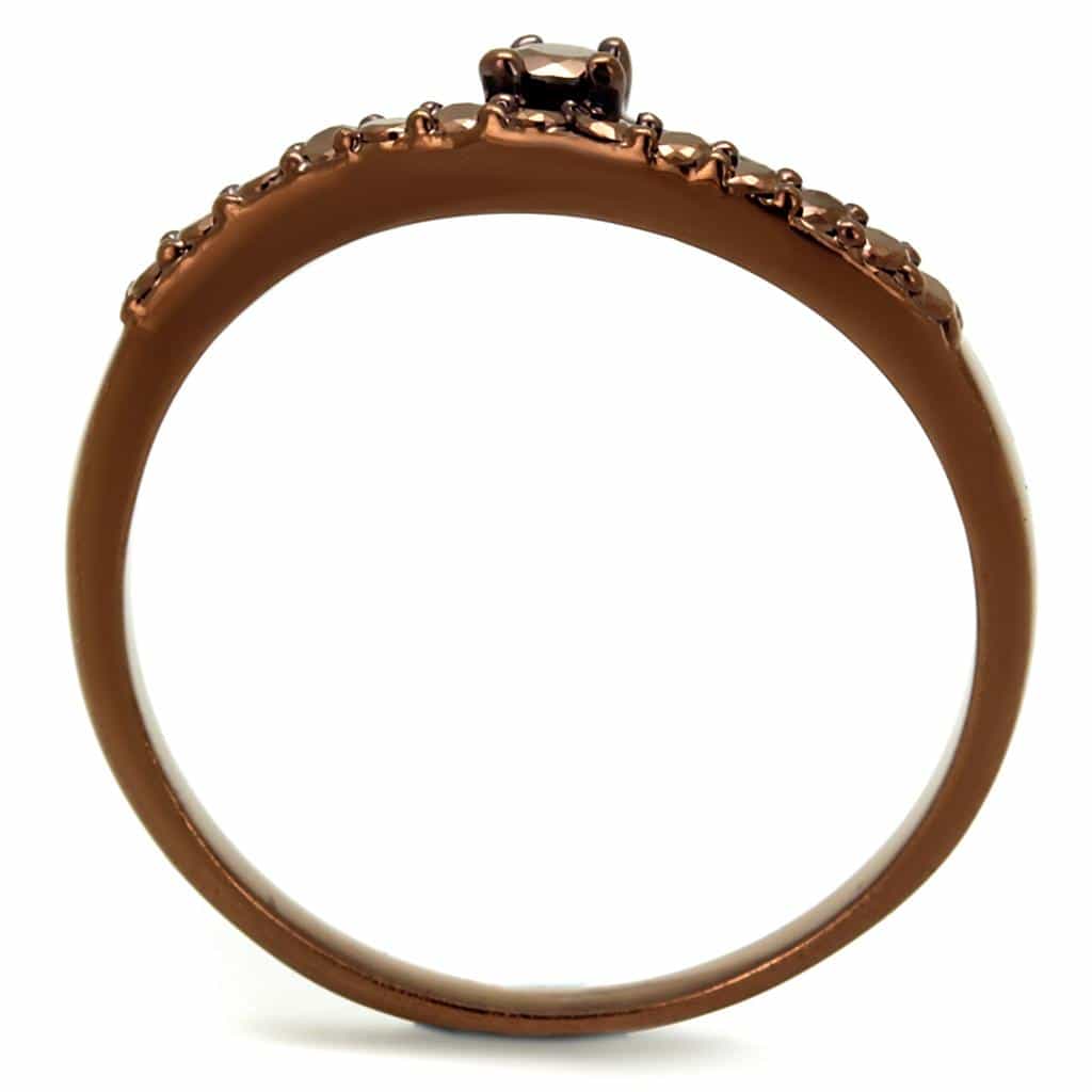 Brass Coffee CZ Channel Bypass Ring | The Stainless Jewelry view 7