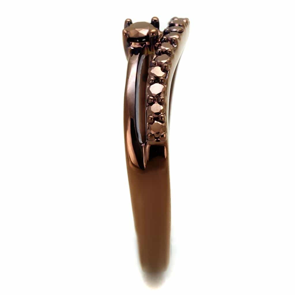 Brass Coffee CZ Channel Bypass Ring | The Stainless Jewelry view 8