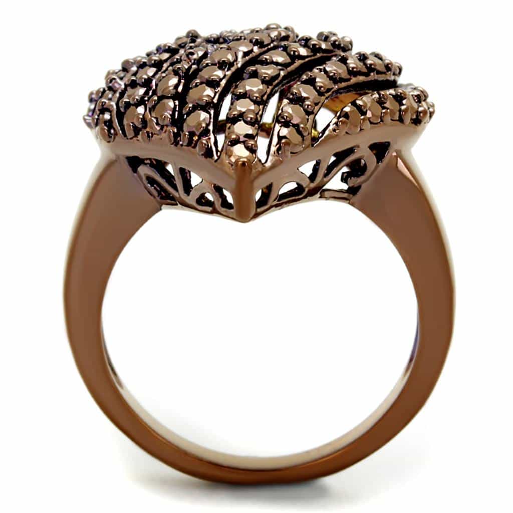 Brass Coffee CZ Multi-Band Wave Ring | The Stainless Jewelry view 7