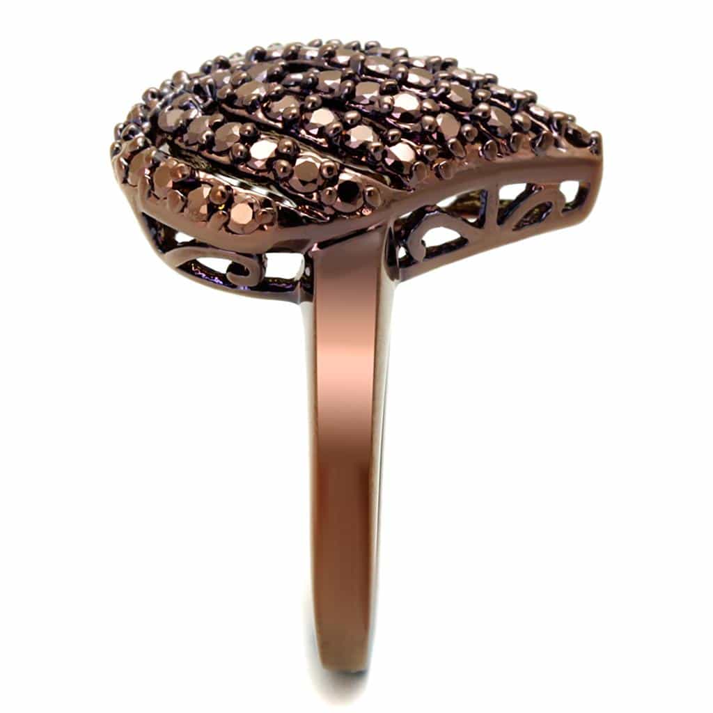 Brass Coffee CZ Multi-Band Wave Ring | The Stainless Jewelry view 4