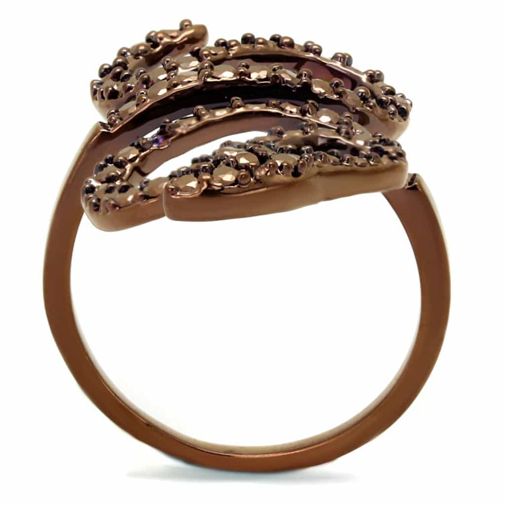 Brass Coffee CZ Pavé Serpentine Ring | The Stainless Jewelry view 7