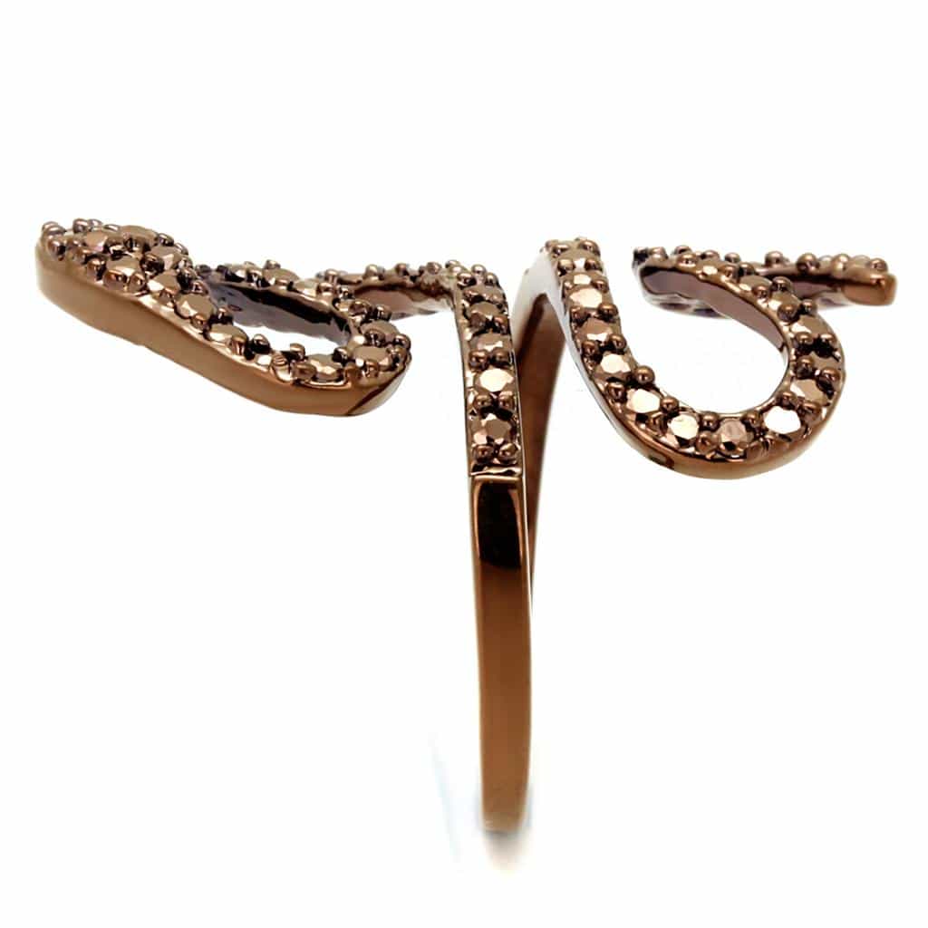 Brass Coffee CZ Pavé Serpentine Ring | The Stainless Jewelry view 8
