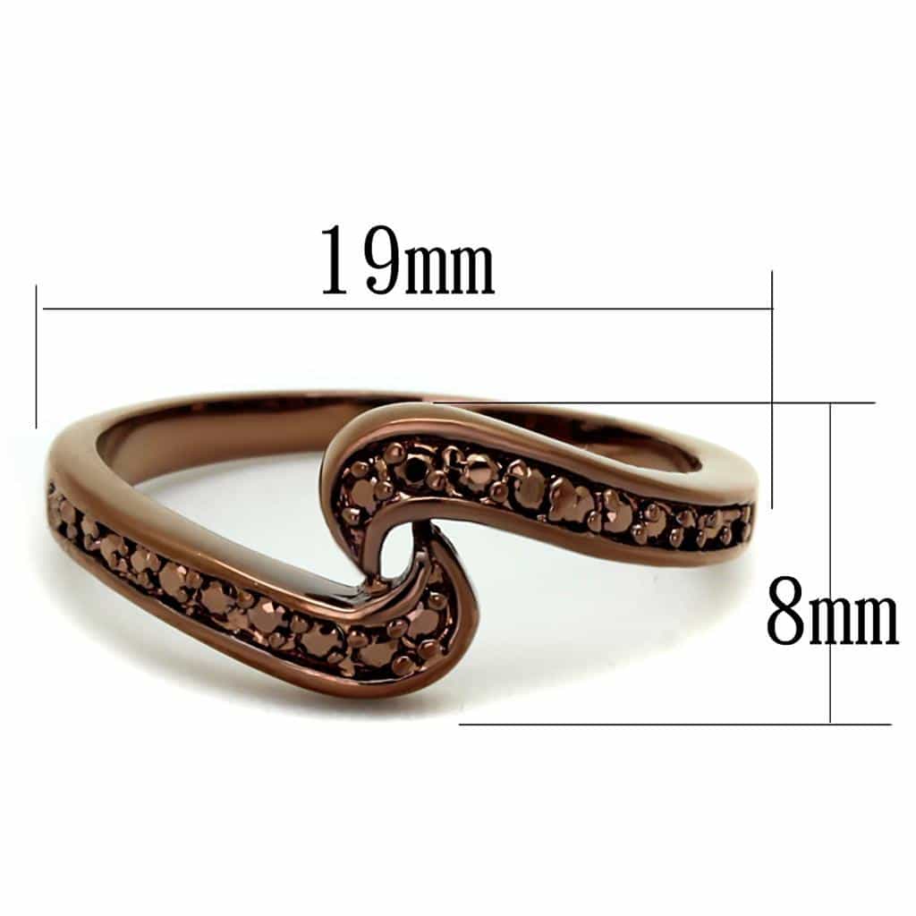 Brass Coffee CZ Bypass Swirl Ring | The Stainless Jewelry view 2