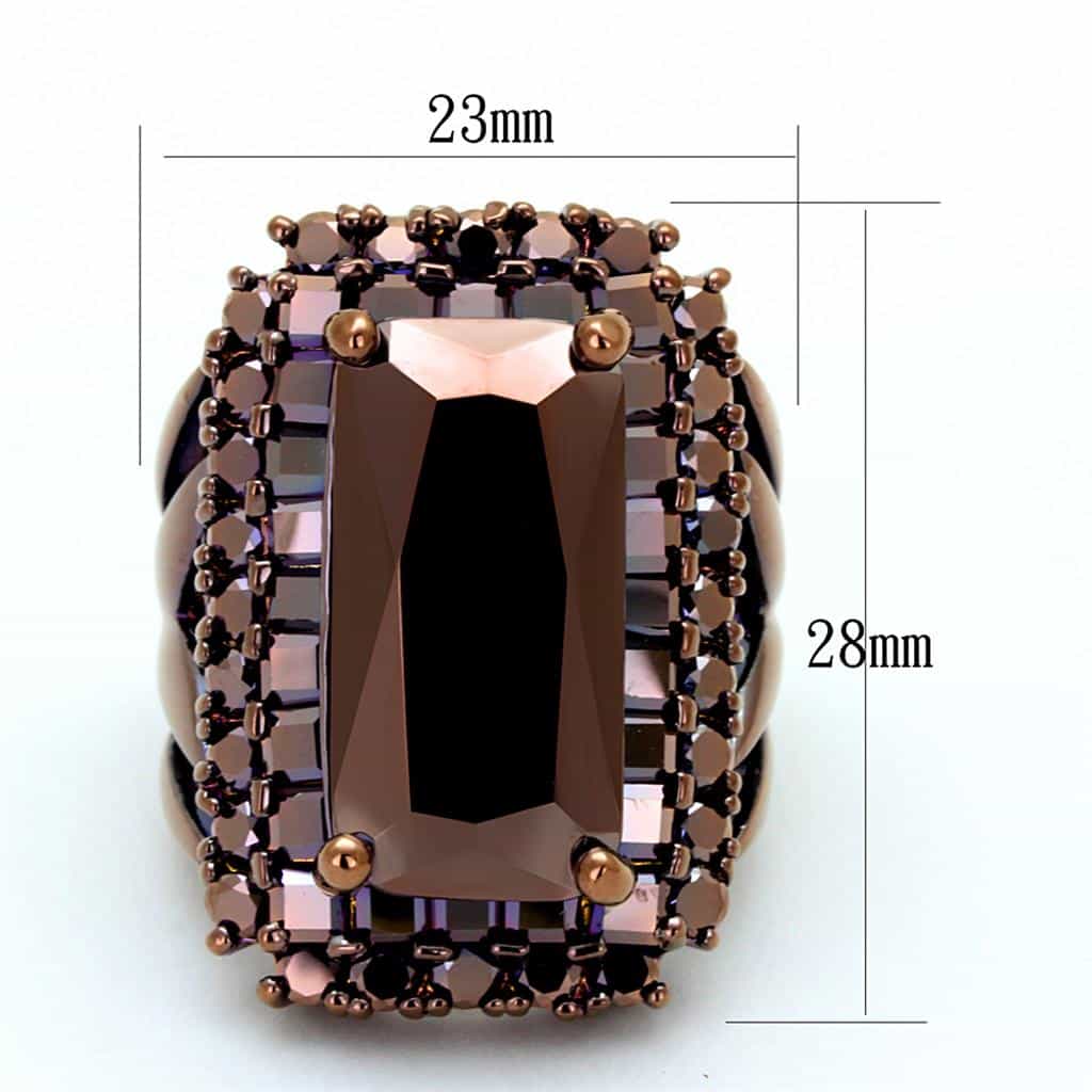 Brass Coffee CZ Emerald Cut Rectangle Halo Ring view 6