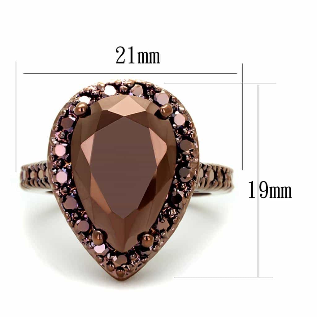 Brass Coffee CZ Pear Halo Cocktail Ring | The Stainless Jewelry view 6