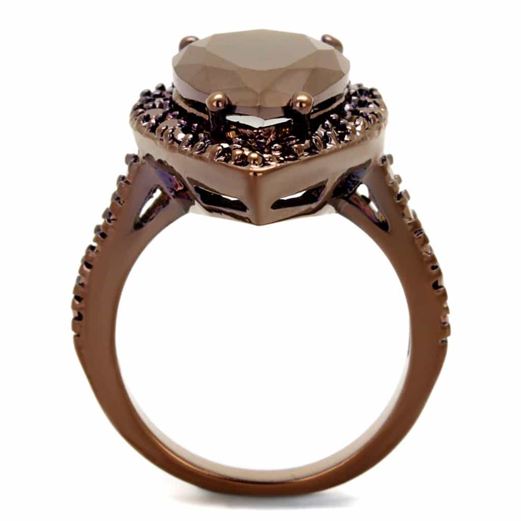 Brass Coffee CZ Pear Halo Cocktail Ring | The Stainless Jewelry view 7