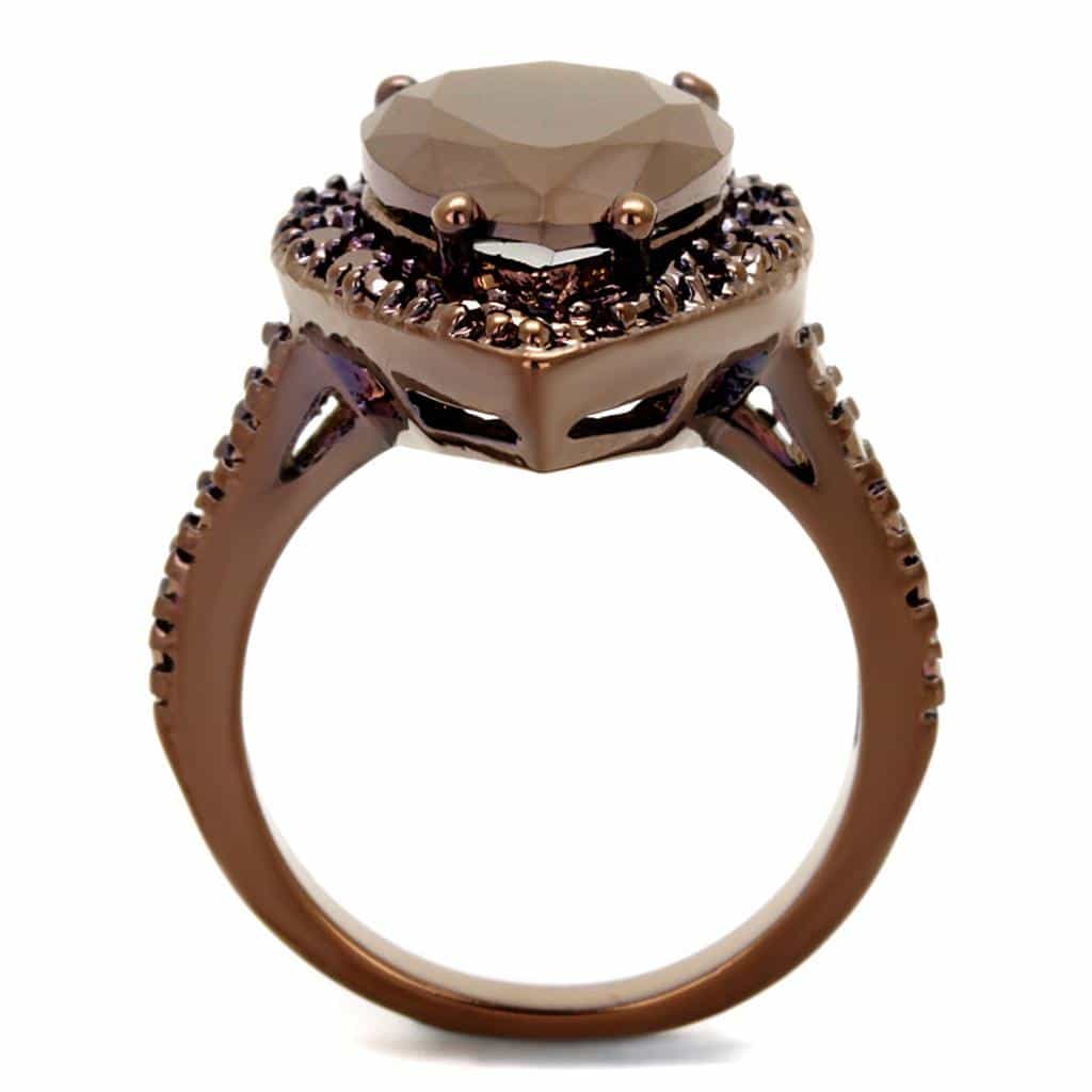 Brass Coffee CZ Pear Halo Cocktail Ring | The Stainless Jewelry view 3