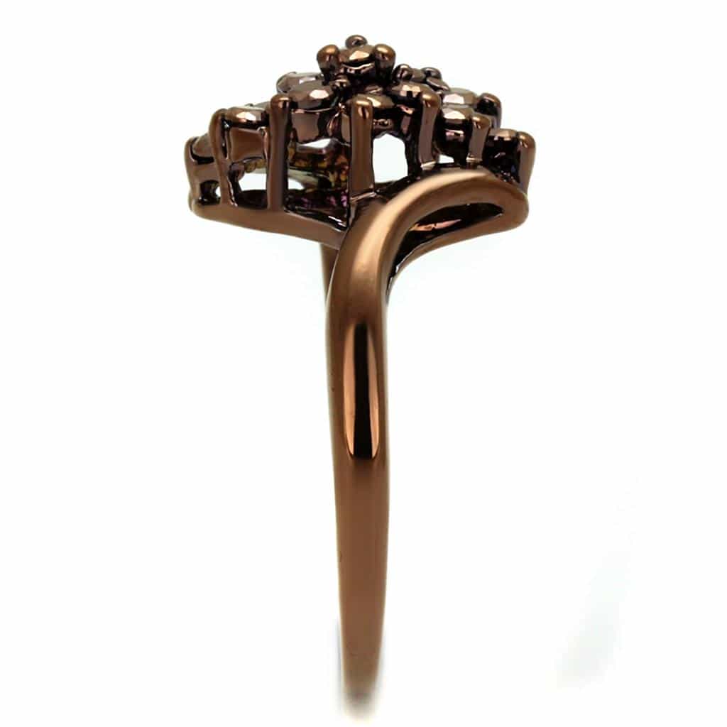 Brass Coffee CZ Cluster Prong Bypass Ring | The Stainless Jewelry view 8