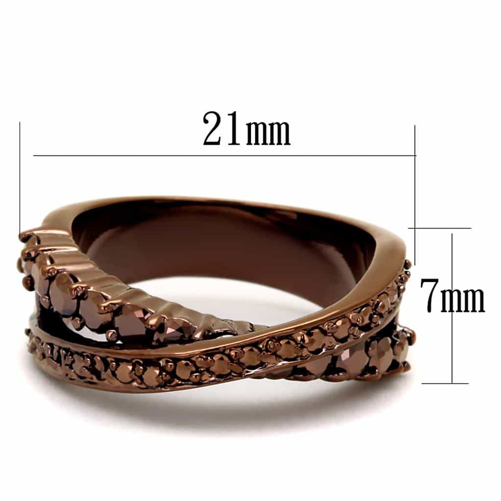 Brass Coffee CZ Channel Wide Band Ring | The Stainless Jewelry view 6