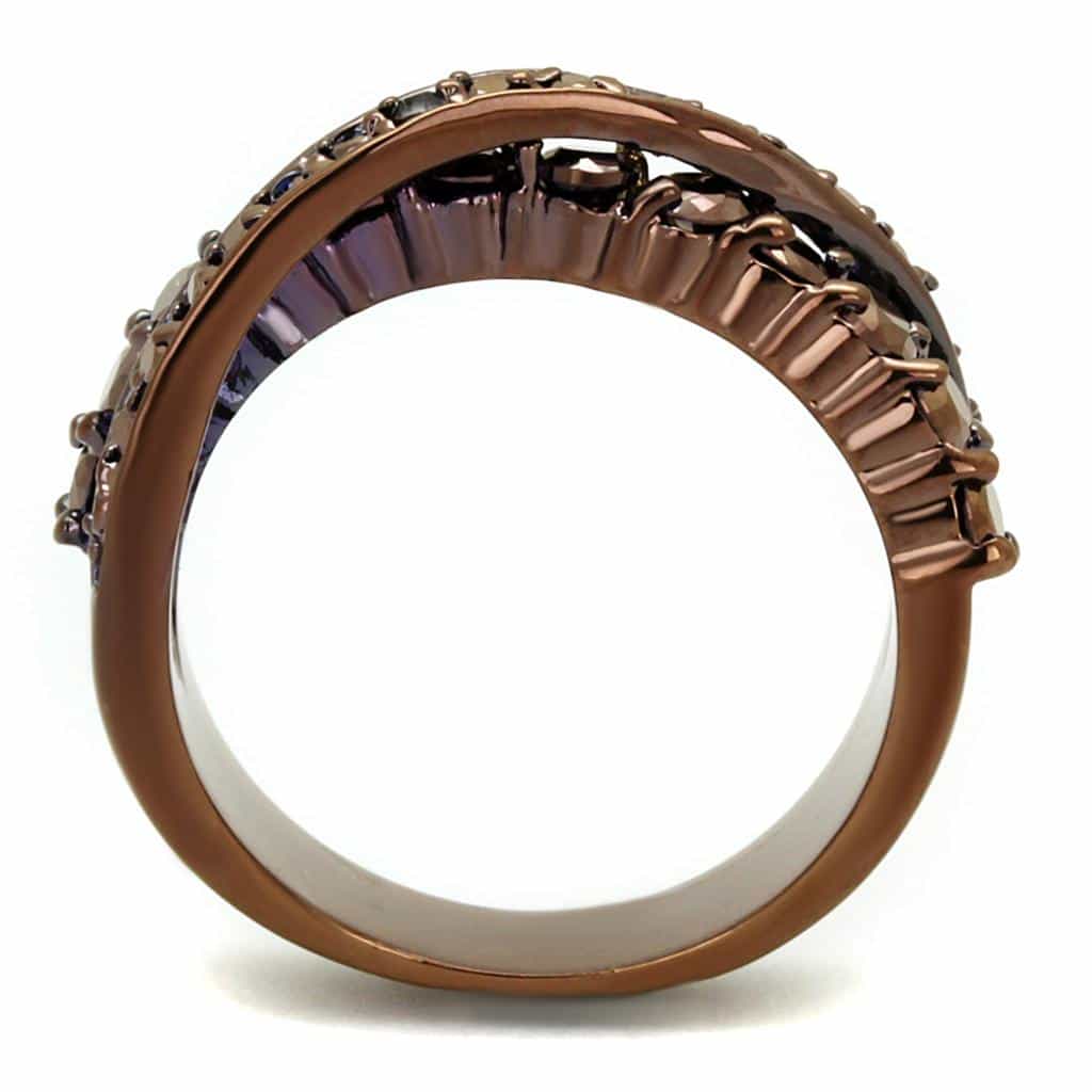 Brass Coffee CZ Channel Wide Band Ring | The Stainless Jewelry view 7