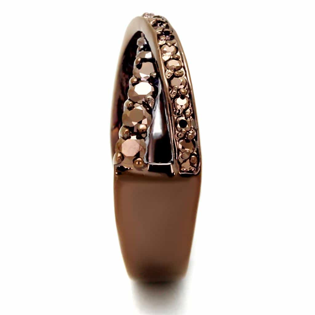 Brass Coffee CZ Channel Wide Band Ring | The Stainless Jewelry view 8