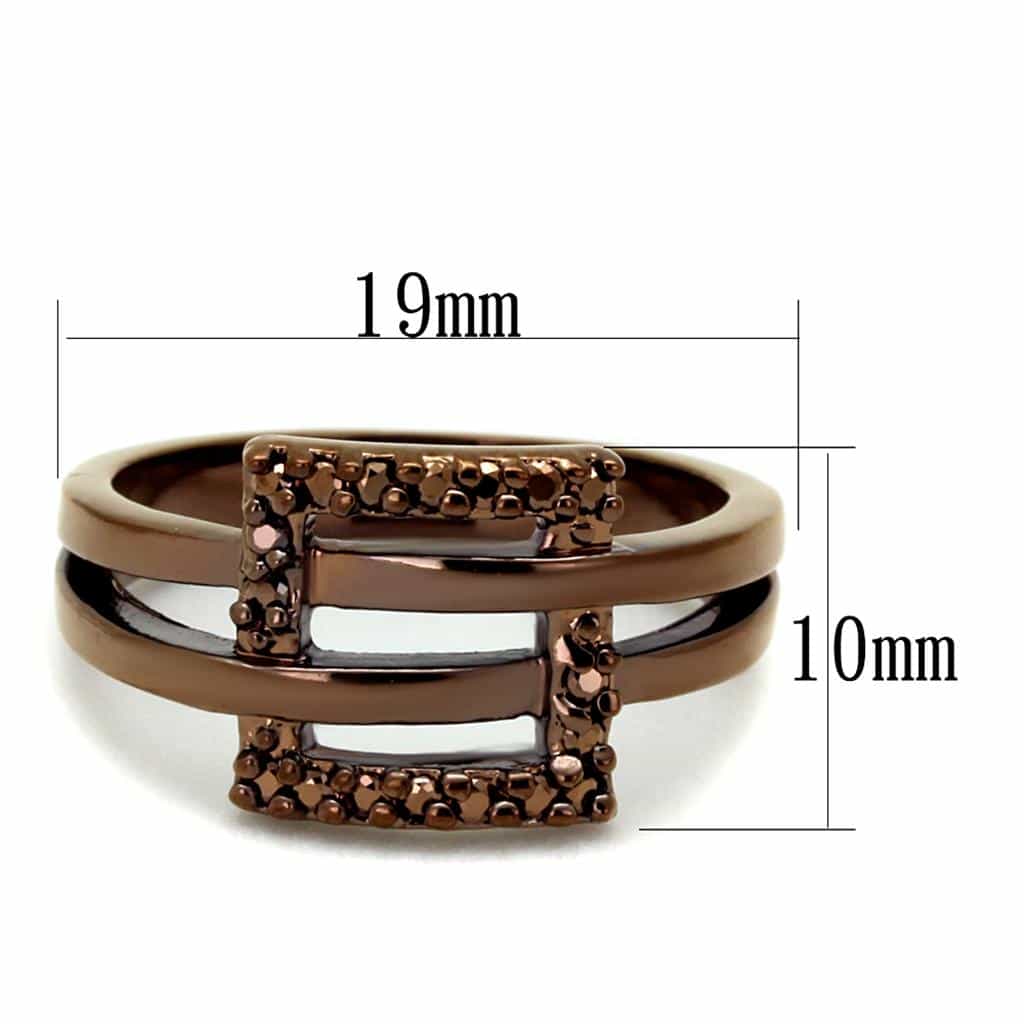 Brass Coffee CZ Open Triple Band Ring | The Stainless Jewelry view 6