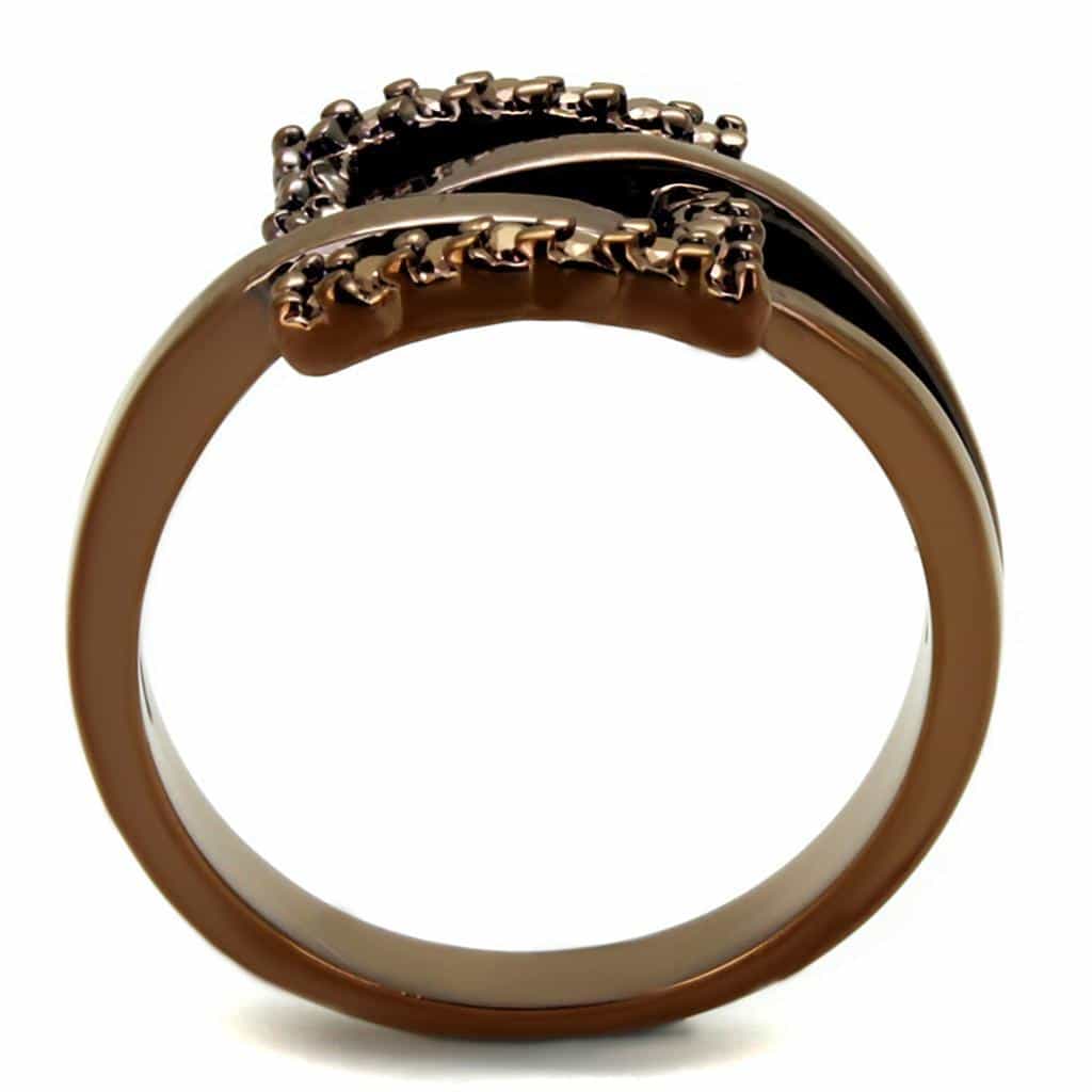 Brass Coffee CZ Open Triple Band Ring | The Stainless Jewelry view 3