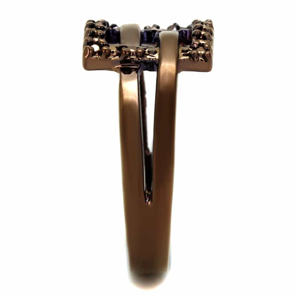 Brass Coffee CZ Open Triple Band Ring | The Stainless Jewelry view 4