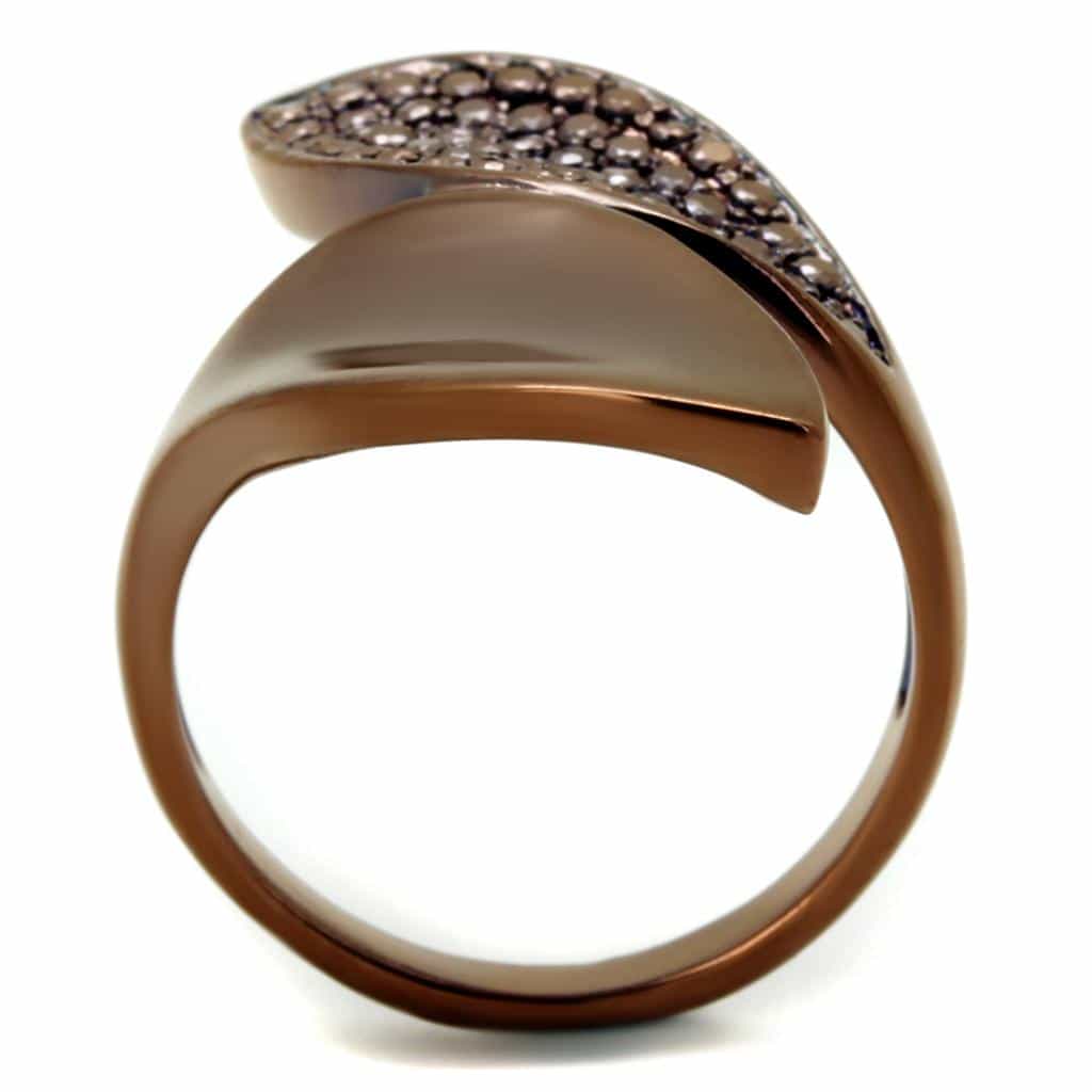Brass Coffee CZ Pavé Marquise Leaf Ring | The Stainless Jewelry view 7