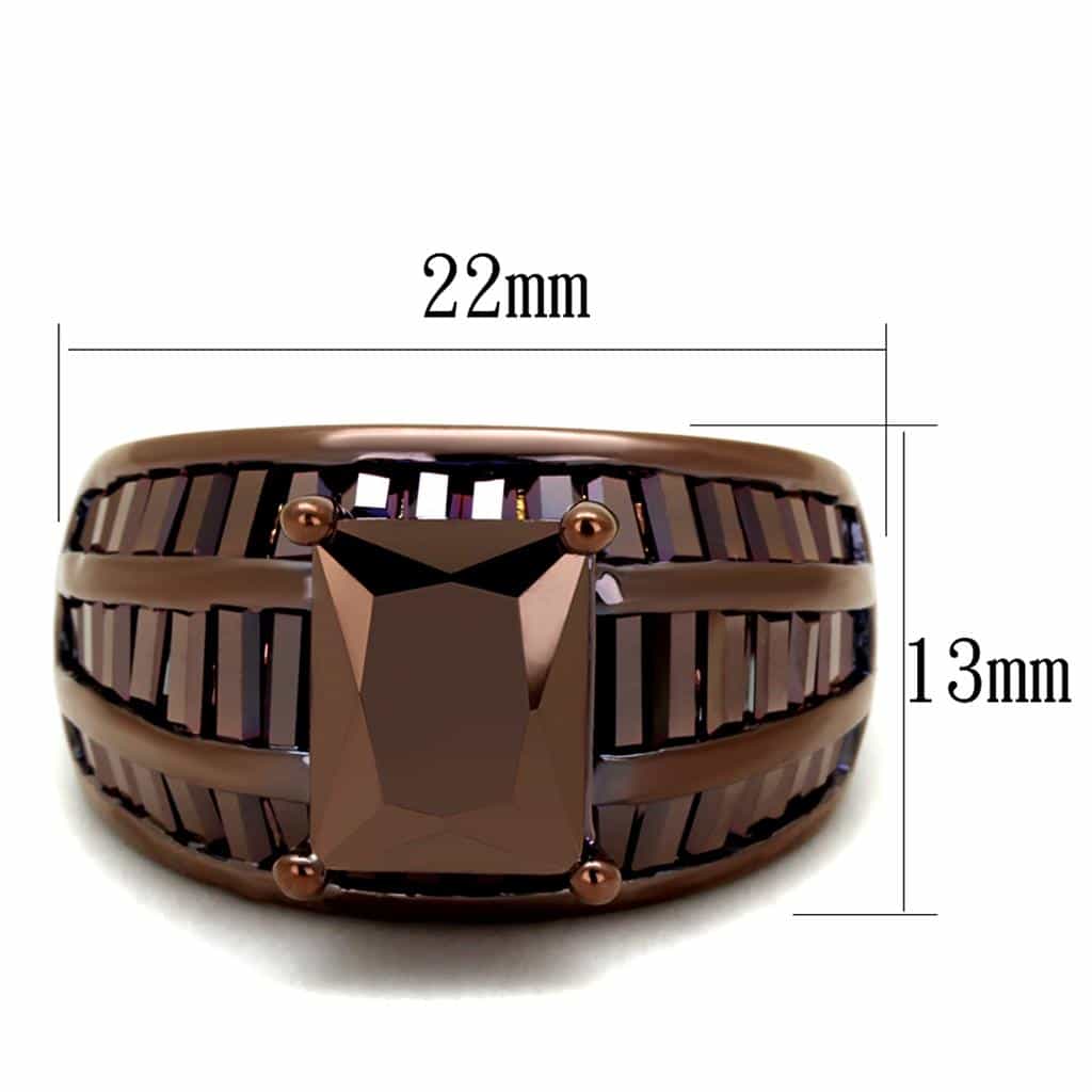 Brass Coffee CZ Square Baguette Channel Dome Ring view 6