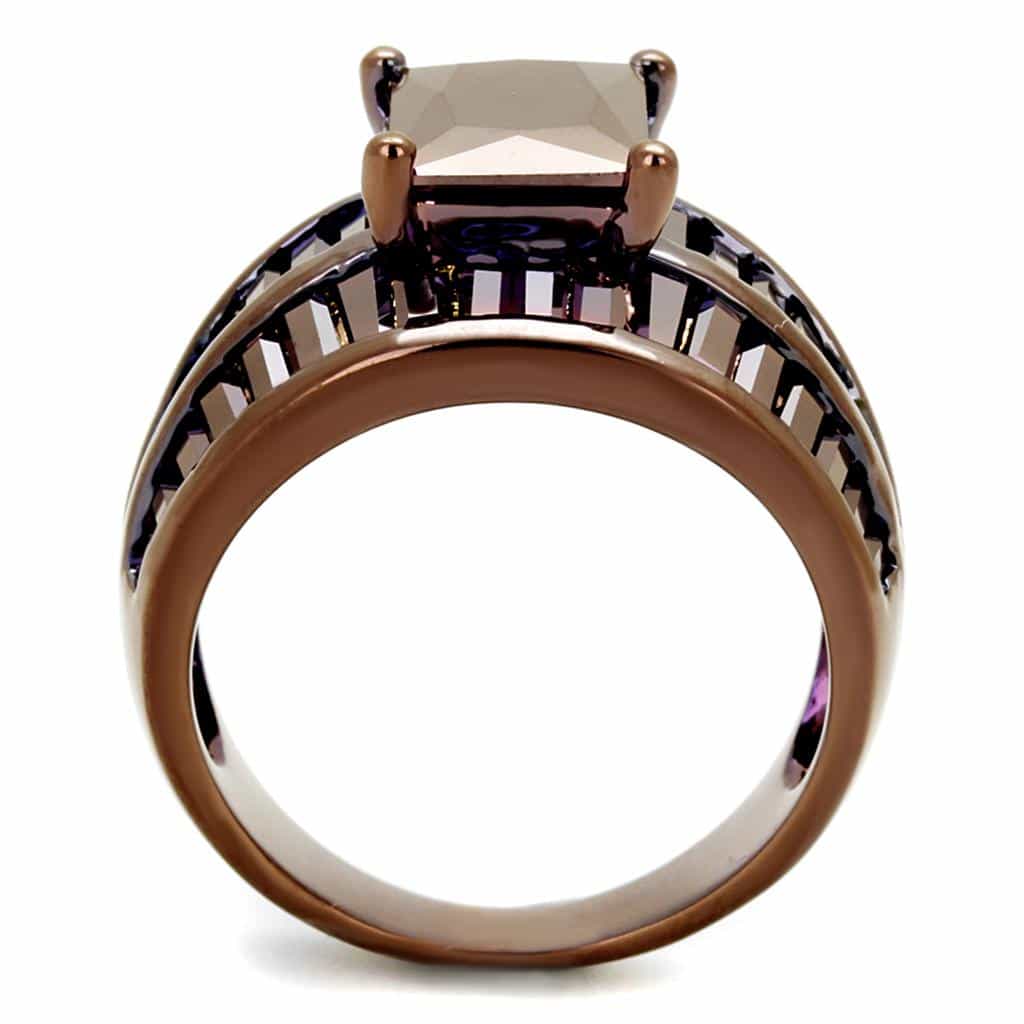 Brass Coffee CZ Square Baguette Channel Dome Ring view 7