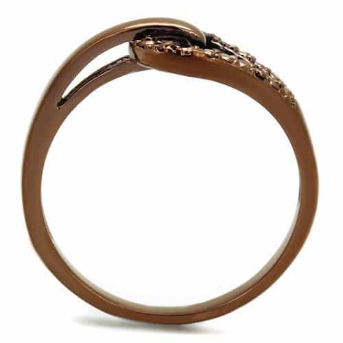 Brass Coffee CZ Split Shank Ring | The Stainless Jewelry view 3