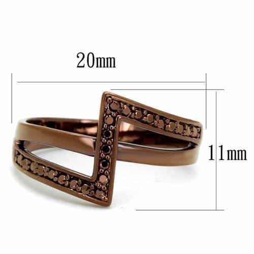 Brass Coffee CZ Chevron V Ring | The Stainless Jewelry view 6