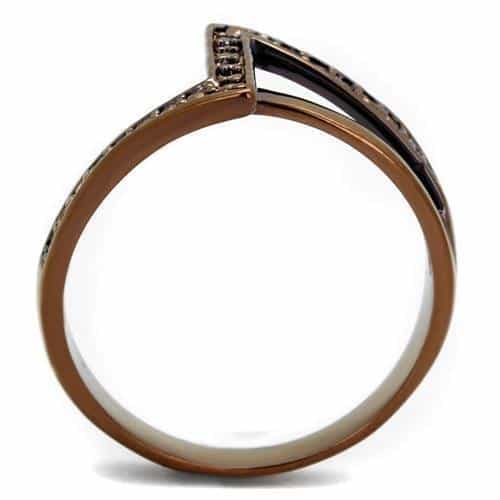 Brass Coffee CZ Chevron V Ring | The Stainless Jewelry view 7