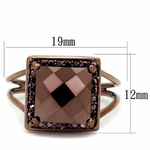 Brass Coffee CZ Princess Halo Ring | The Stainless Jewelry view 6