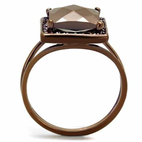 Brass Coffee CZ Princess Halo Ring | The Stainless Jewelry view 7