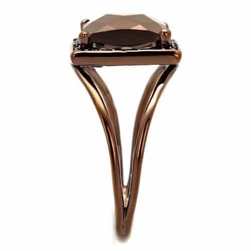 Brass Coffee CZ Princess Halo Ring | The Stainless Jewelry view 8