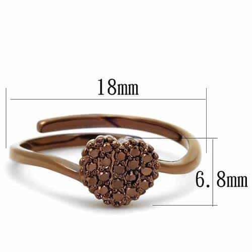Brass Coffee CZ Pavé Heart Ring | The Stainless Jewelry view 2