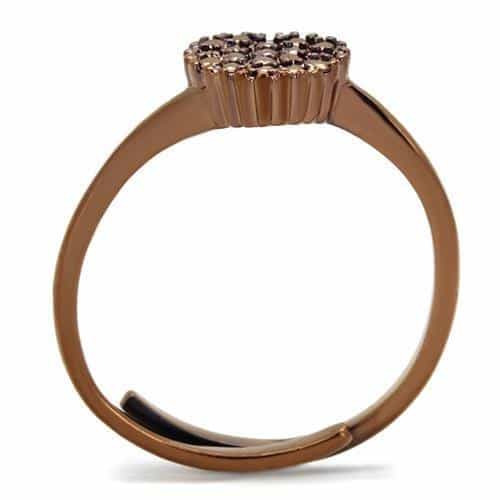 Brass Coffee CZ Pavé Heart Ring | The Stainless Jewelry view 7