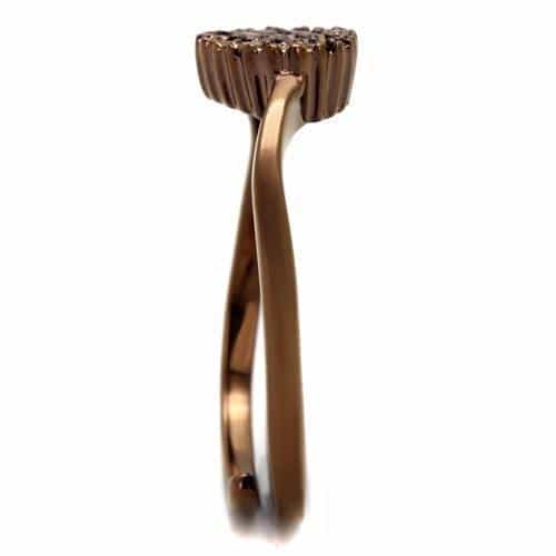 Brass Coffee CZ Pavé Heart Ring | The Stainless Jewelry view 8