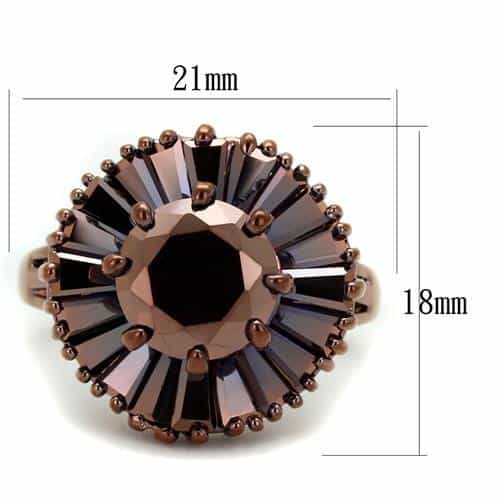 Brass Coffee CZ Round Starburst Halo Ring | The Stainless Jewelry view 6