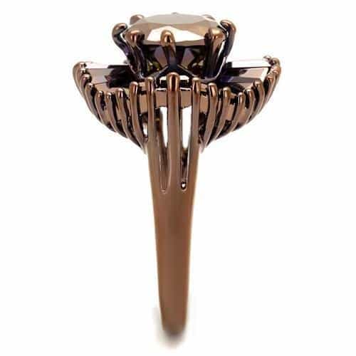 Brass Coffee CZ Round Starburst Halo Ring | The Stainless Jewelry view 8