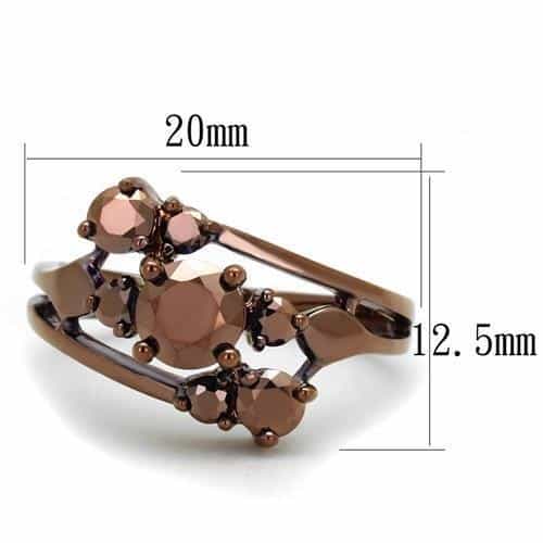 Brass Coffee CZ Three-Stone Cluster Ring | The Stainless Jewelry view 6