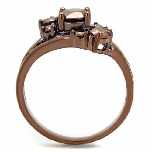 Brass Coffee CZ Three-Stone Cluster Ring | The Stainless Jewelry view 7