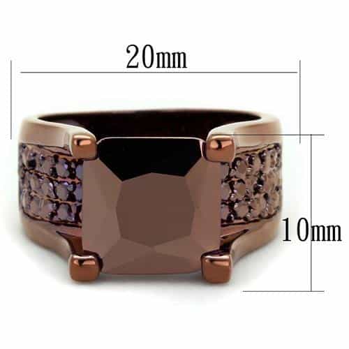 Brass Coffee CZ Cushion Solitaire Ring | The Stainless Jewelry view 6