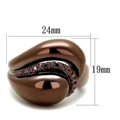 Brass Coffee CZ Smooth Dome Bypass Ring | The Stainless Jewelry view 6