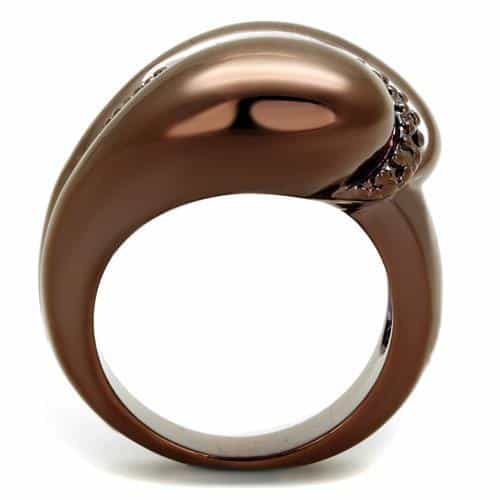 Brass Coffee CZ Smooth Dome Bypass Ring | The Stainless Jewelry view 3